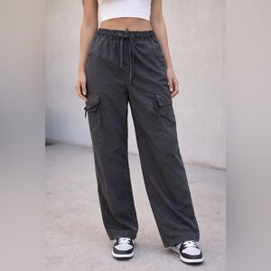 Mono B Dark Gray Wide Leg Cargo Pants